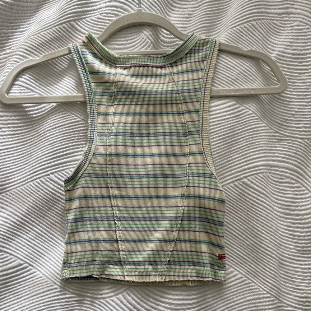 BDG Cropped High Neck Stripped Tank